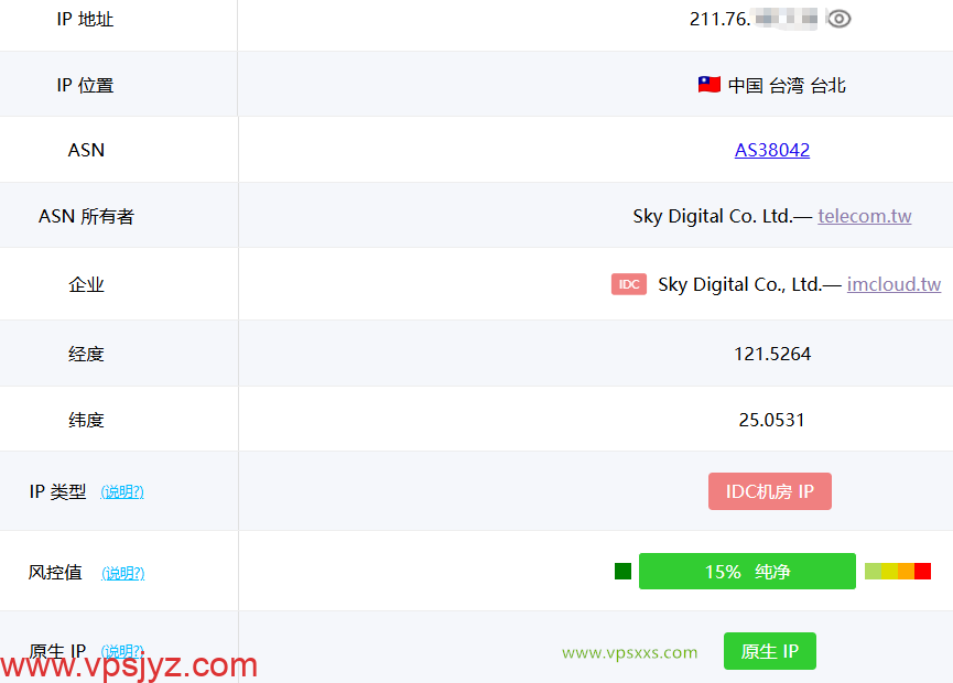 WePC台湾TikTok直播专用VPS ping0.cc是否家庭IP检测