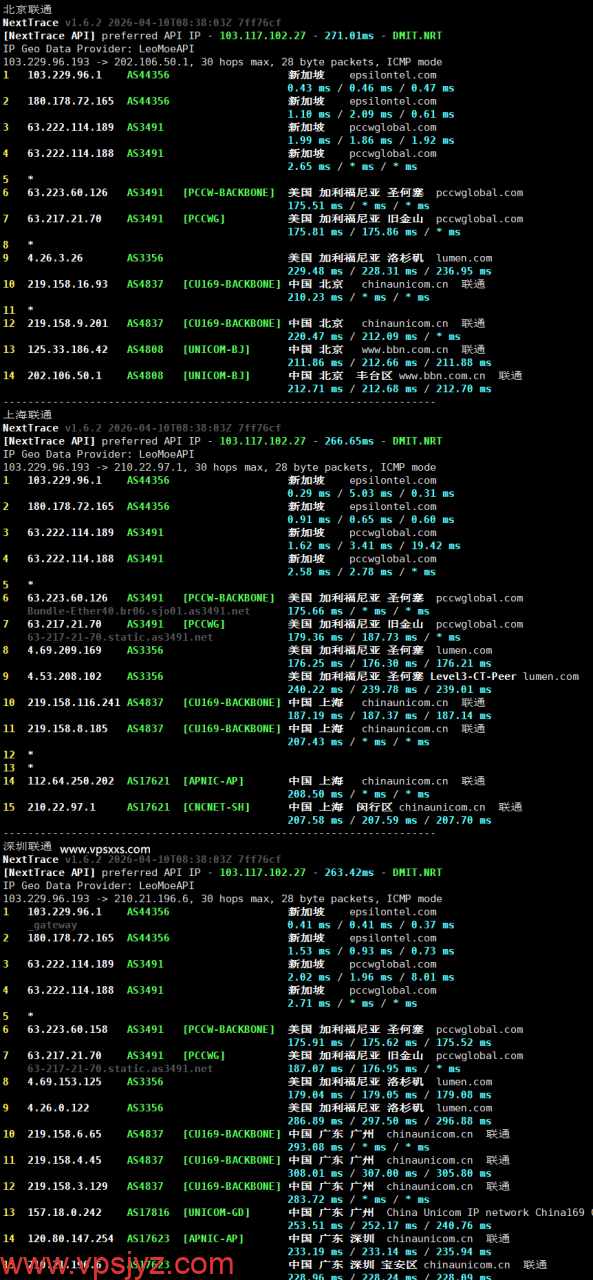 WePC新加坡家宽TK直播VPS联通回程路由