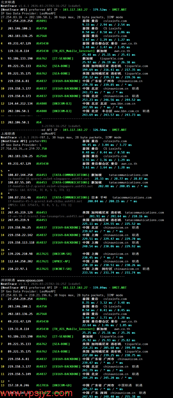 WePC泰国TikTok专用VPS联通回程路由