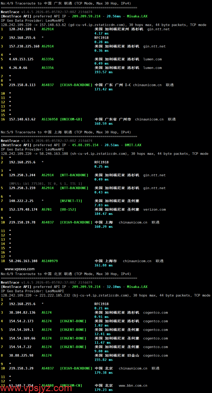 IPRaft美国洛杉矶NTT双ISP VPS联通回程路由