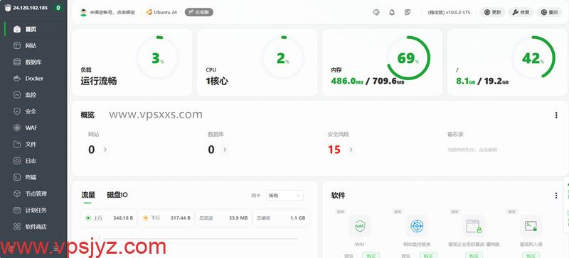 NovixLink美国Cox真家宽IP VPS安装宝塔建站面板