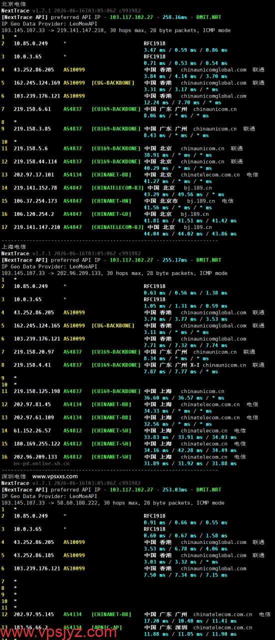 VPS.CAT香港三网直连VPS电信回程路由