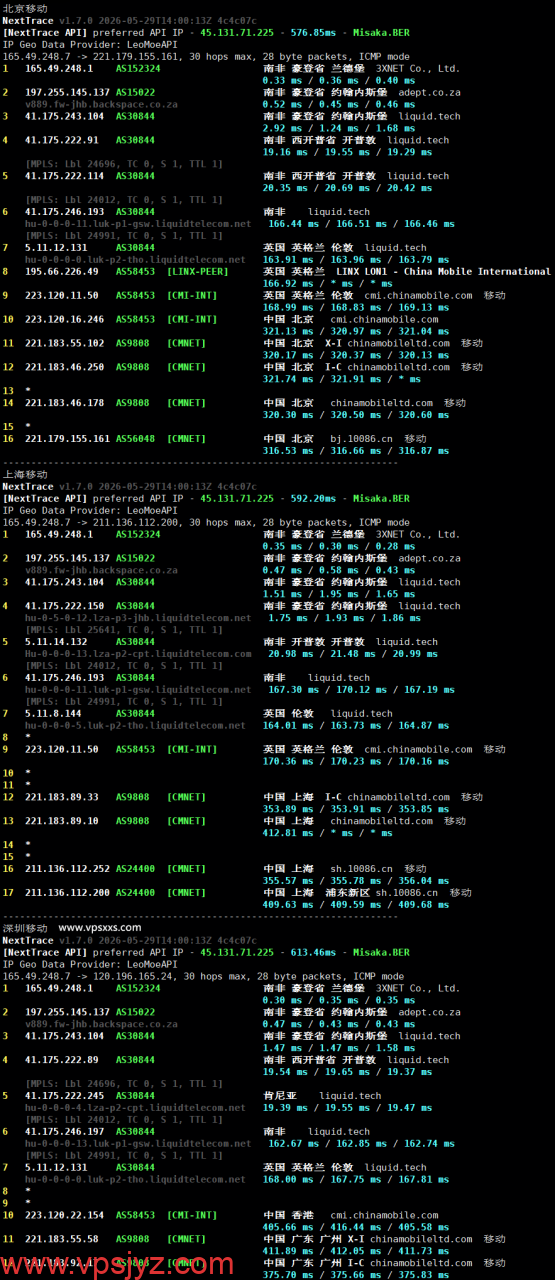 WePC南非TK专用VPS移动回程路由