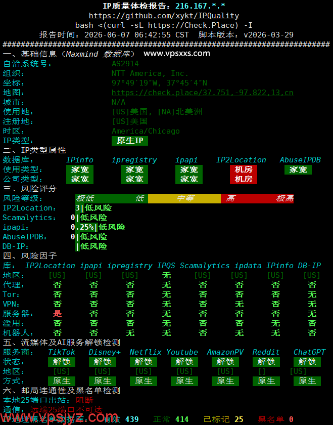 ZgoCloud洛杉矶AMD ISP VPS IP质量体检报告