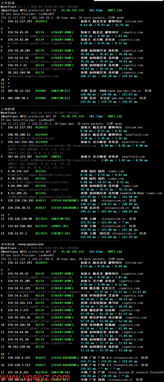 servarica加拿大VPS联通回程路由