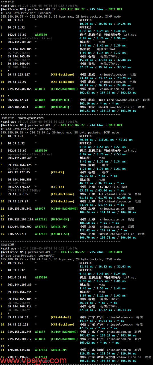 搬瓦工新加坡SG_8 VPS联通回程路由