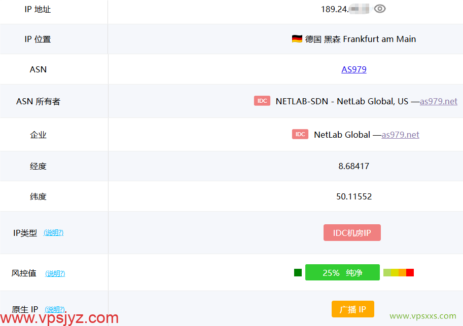 NovixLink德国VPS ping0是否家庭IP检测