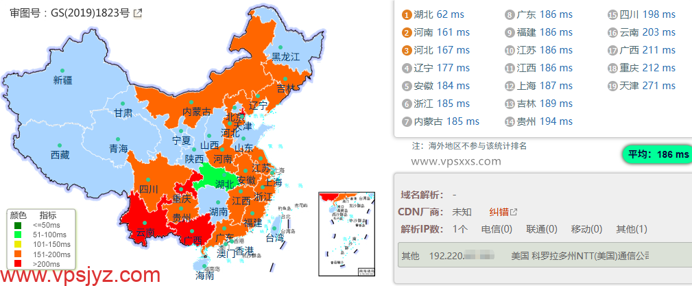 VPS.CAT美国NTT双ISP VPS到国内的延迟速度测试