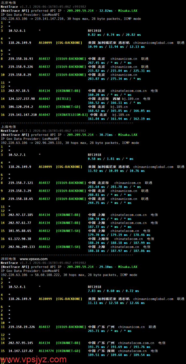 VPS.CAT美国NTT双ISP VPS电信回程路由