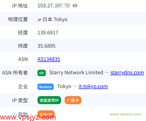 HHost日本VPS是否住宅IP检测