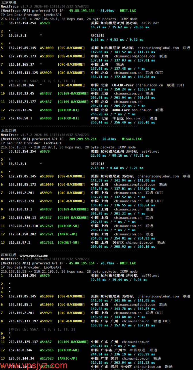 NovixLink美国NTT住宅VPS联通回程路由