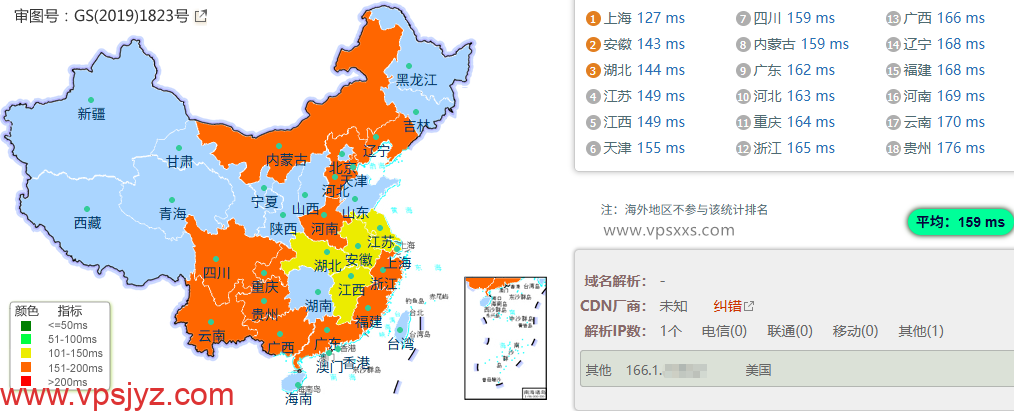 QQG.NET美国9929 VPS到国内的延迟速度测试