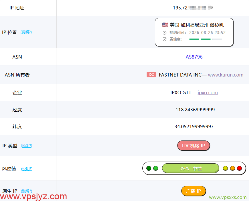 QQG.NET美国三网直连VPS ping0是否家庭IP检测