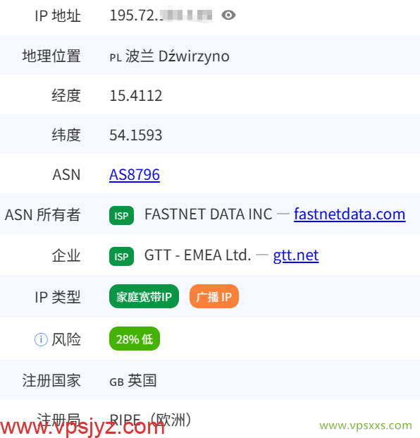 QQG.NET美国三网直连VPS是否住宅IP检测