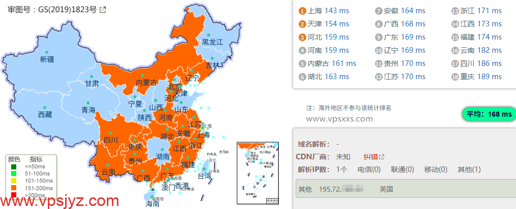 QQG.NET美国洛杉矶BGP VPS到国内的延迟速度测试