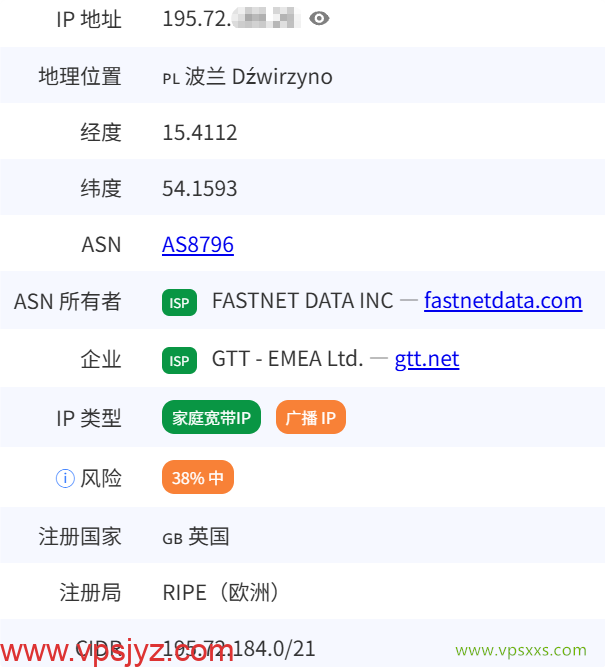 QQG.NET美国洛杉矶BGP VPS是否住宅IP检测