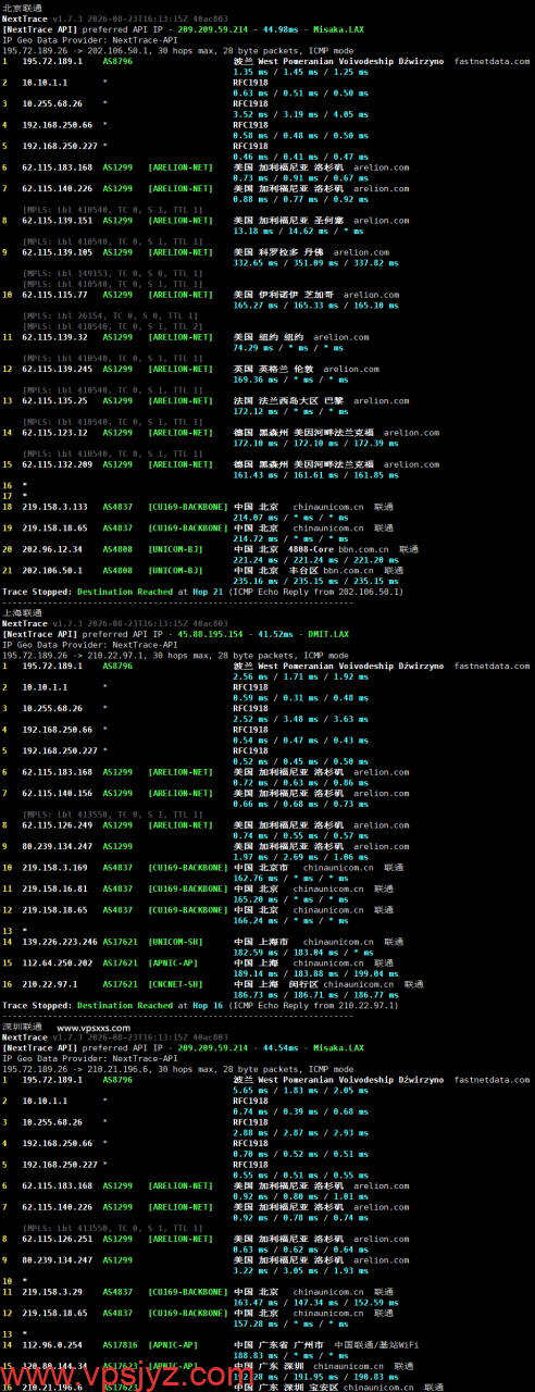 QQG.NET美国洛杉矶BGP VPS联通回程路由