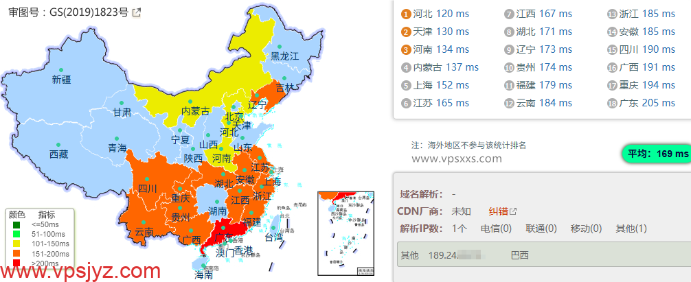云途德国VPS到国内的延迟速度测试
