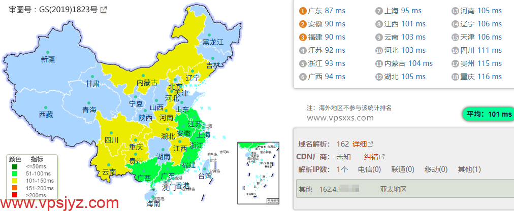 荫云新加坡原生IP VPS到国内的延迟速度测试