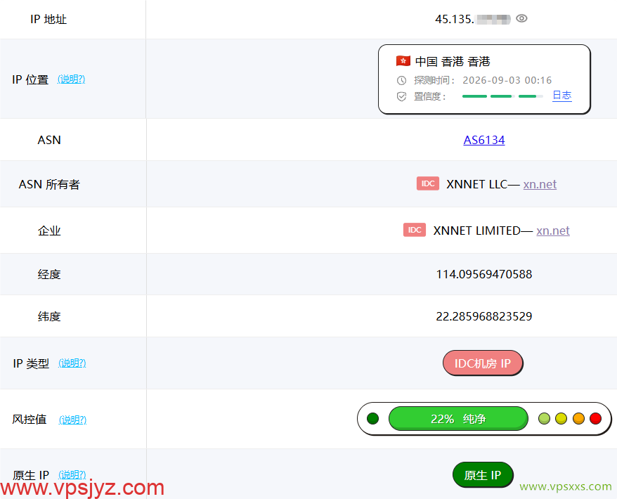 HHost香港BGP VPS ping0是否家庭IP检测