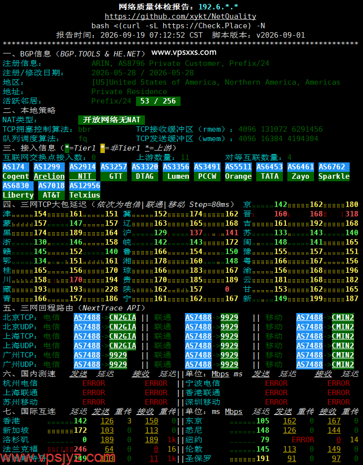 QQG.NET美国CN2 GIA VPS网络质量体检报告