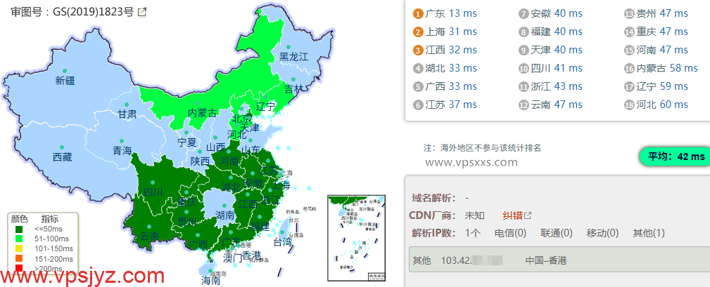 JoysolData香港优化B VPS到内地的延迟速度测试