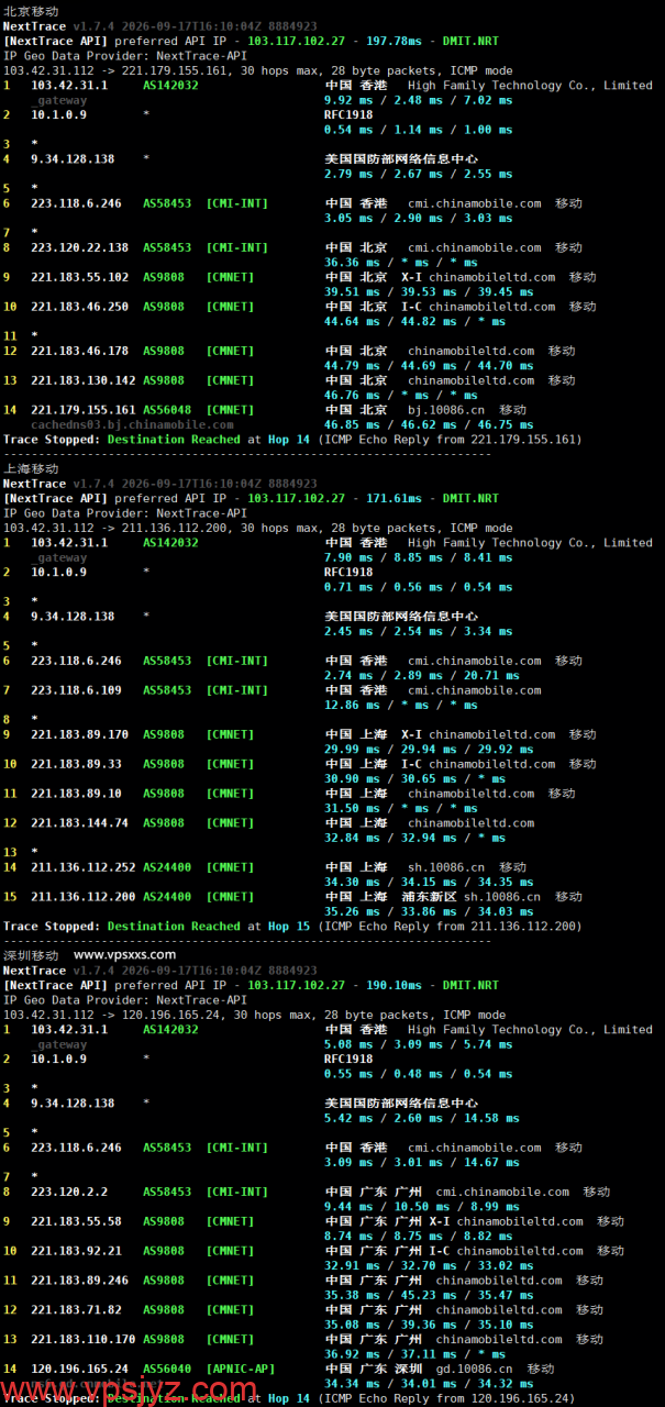 JoysolData香港优化B VPS移动回程路由