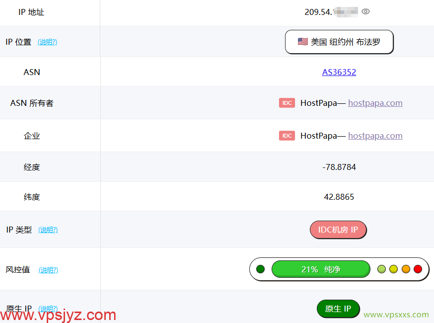 ServerHost美国纽约VPS ping0是否家庭IP检测