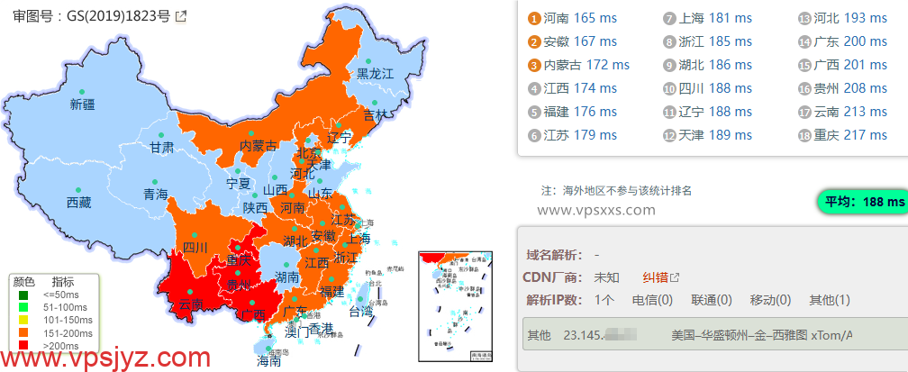 V.PS美国西雅图VPS到国内的延迟速度测试